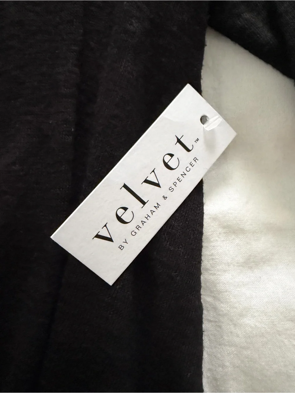 Velvet by Graham & Spencer Black Twist-Front Long Sleeve Top Size Medium NWT